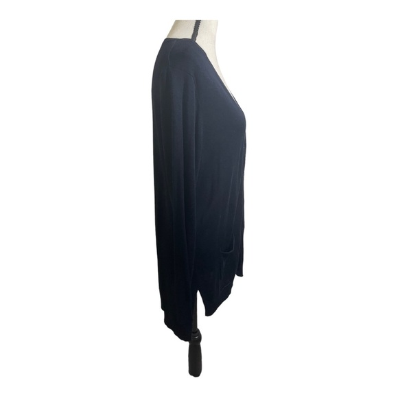 Joan Vass New York women’s neck button down cardigan sweater navy blue new Large - Picture 5 of 12